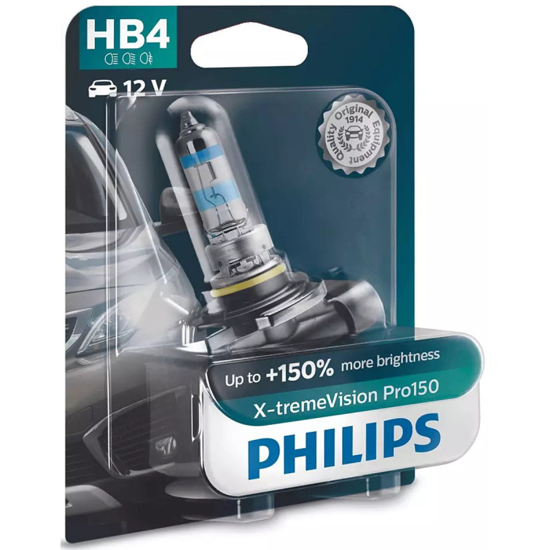 Philips HB4 X-TremeVision Pro150 pærer +150% mere lys (1 stk)