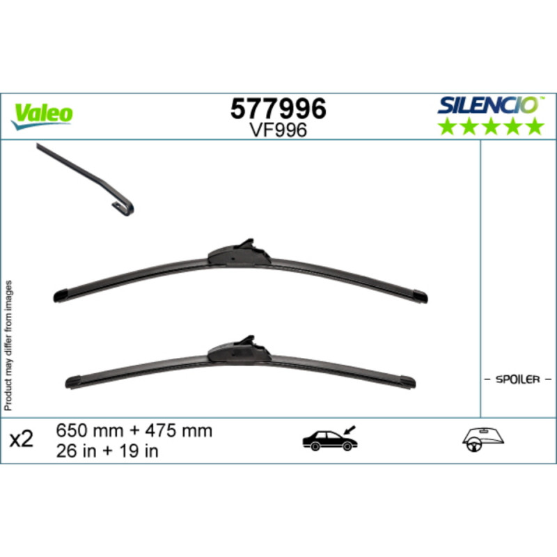 VF996 / 577996 Valeo Silencio Viskerblade sæt, passer til: Nissan Qashqai mk.3 fra årg. 7/2021 og frem